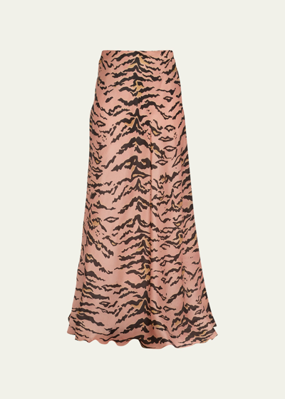 Shop Zimmermann Matchmaker Bias Flare Maxi Skirt In Pink Tiger