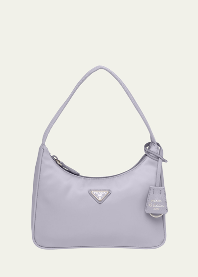 Shop Prada Re-edition 2000 Zip Shoulder Bag In F0230 Glicine