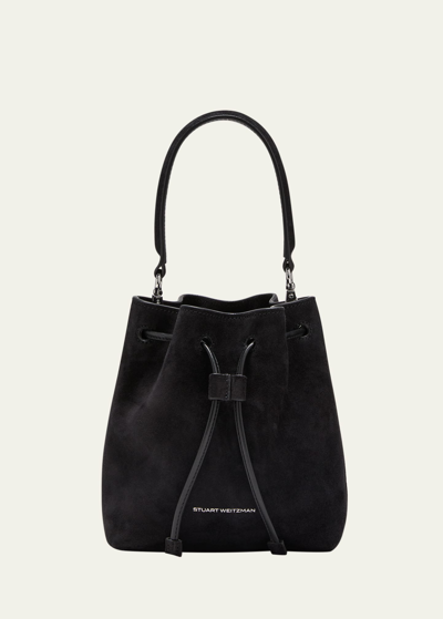 Shop Stuart Weitzman Rae Mini Suede Bucket Bag In Black