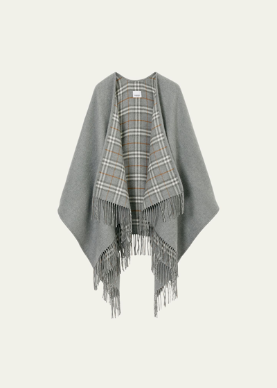 Shop Burberry Charlotte Wool Cape In Grey