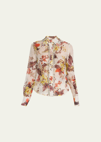 Shop Zimmermann Matchmaker Tropical Shirt In Ivory Tropical Fl