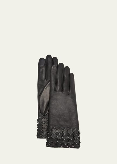 Shop Agnelle Patchwork Classic Leather Gloves In Tnoir