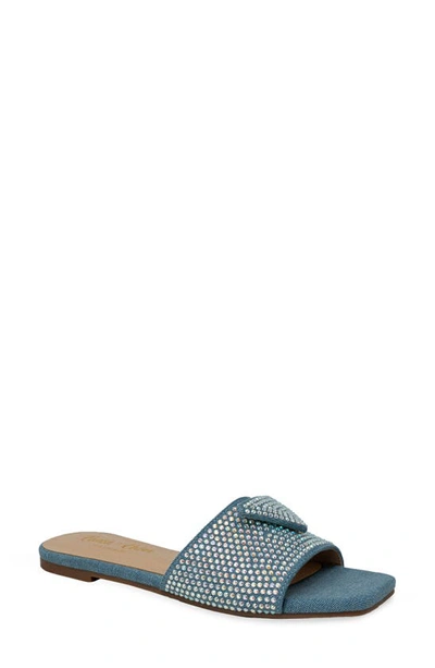 Shop Chase & Chloe Chase And Chloe Rhinestone Slide Sandal In Lt. Blue Denim