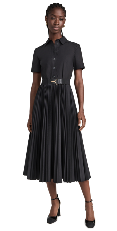 Shop Tory Burch Poplin Pleated Dress Black 0
