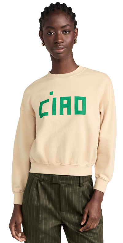 Shop Clare V Le Drop Sweatshirt Oat W/ Fern Block Ciao