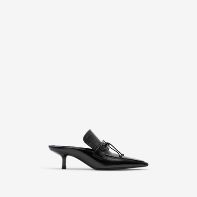 Shop Burberry Leather Storm Mules In Black