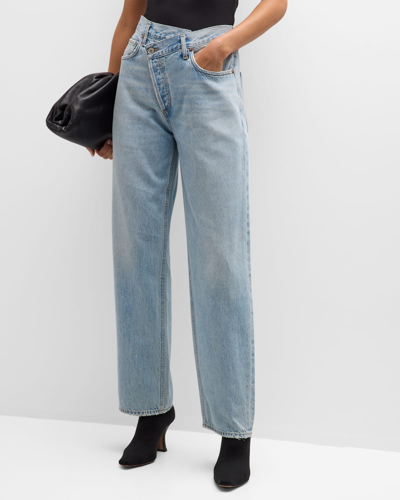 Shop Agolde Crisscross Relaxed Straight-leg Jeans In Wired