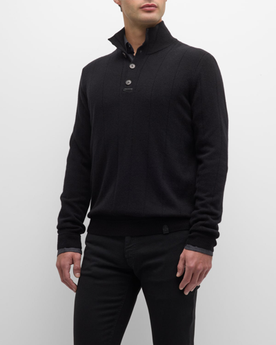 Shop Brioni Men's Mock Neck Cashmere Sweater In Black