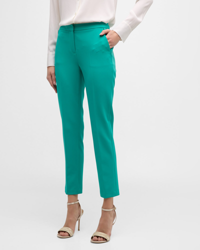 Alexi Cropped Straight-leg Twill Pants In Dark Turquoise