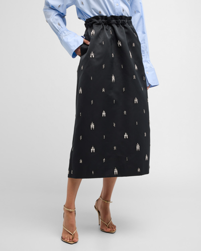 Shop A.l.c Alexia Jewel-embellished Satin Midi Skirt In Black