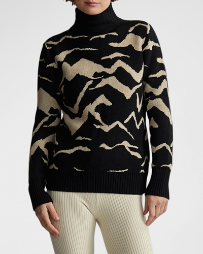 Shop Varley Boyd Merino Turtleneck Sweater In Mono Abstr