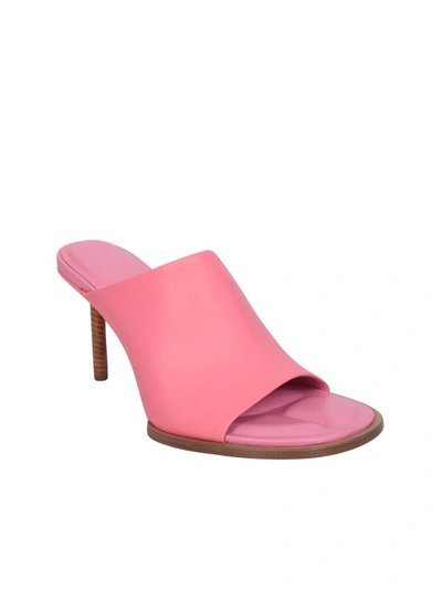Shop Jacquemus Asymmetric Geometric Pink Sandals