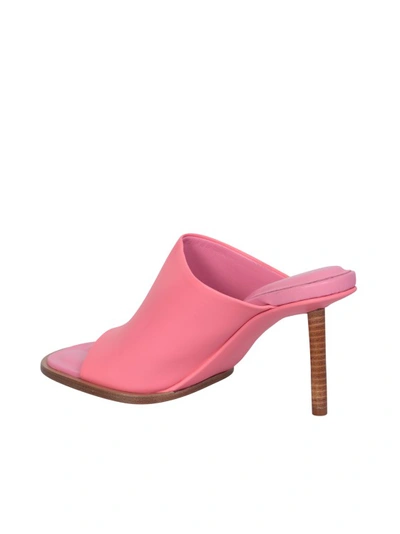 Shop Jacquemus Asymmetric Geometric Pink Sandals