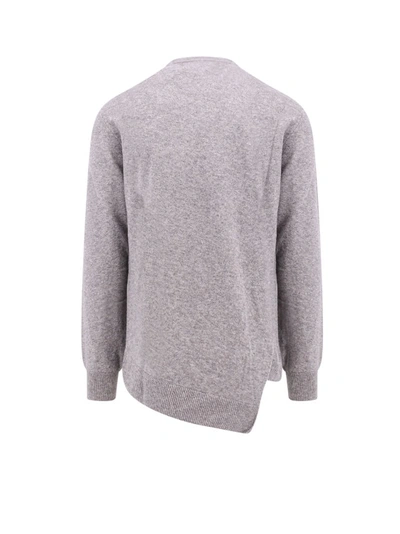 Shop Comme Des Garçons Wool Sweater With Embroidered Lacoste Patch In Grey