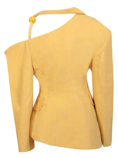 Shop Jacquemus Yellow Deconstructed Tailored Blazer