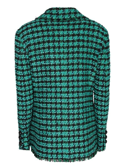 Shop Msgm Green Tweed Blazer