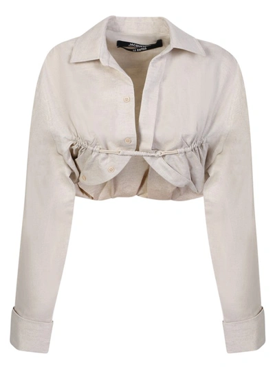 Shop Jacquemus Beige Crop Out Shirts In Grey