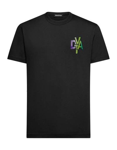 Shop Duvetica Black Logo Print Crew Neck T-shirt