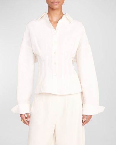 Shop Staud Ophelia Tailored Button-front Shirt In Ivory