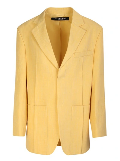 Shop Jacquemus Yellow Single-breasted Blazer