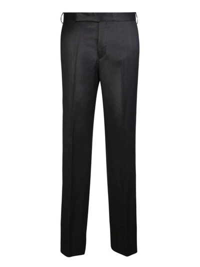 Shop Lardini Black Linen Trousers