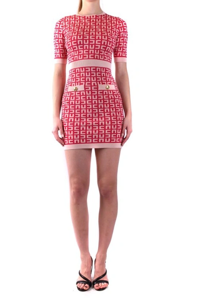 Elisabetta Franchi Red Monogram Pattern Minidress In Red