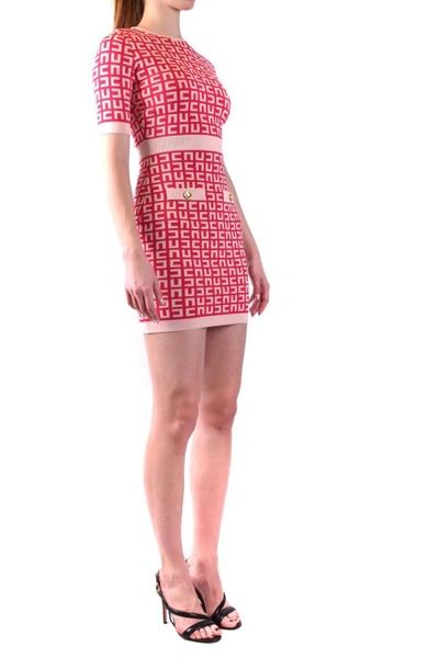 ELISABETTA FRANCHI ELISABETTA FRANCHI RED MONOGRAM PATTERN MINI DRESS 