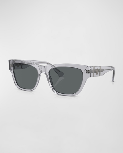 Shop Versace Men's Medusa Acetate Square Sunglasses In Grey