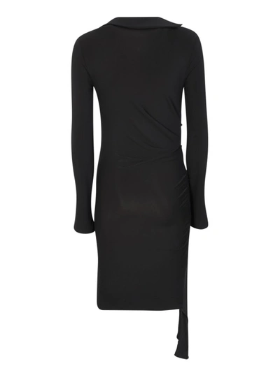 Off-white Vi-crepe Draped Mini Dress In Black