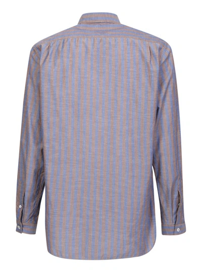 Shop Lardini Brown Cotton Stripe Shirt In Grey