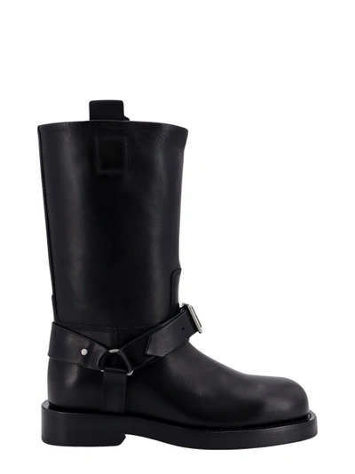 Shop Burberry Black Leather Ankle Boots