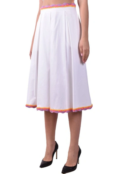 Shop Moschino White Cotton Midi Skirt