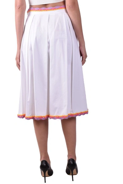 Shop Moschino White Cotton Midi Skirt