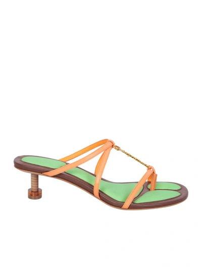 Shop Jacquemus Orange Slip-on Sandals In Multicolor