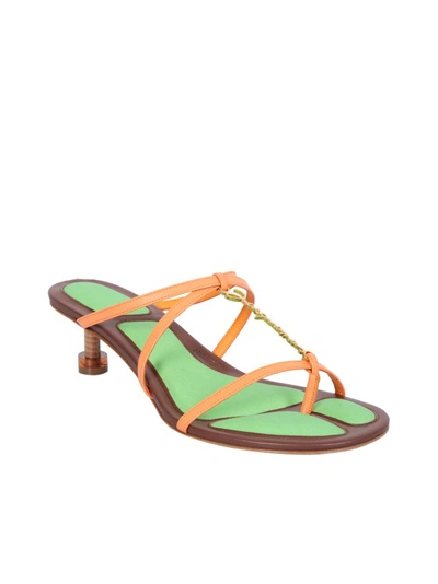 Shop Jacquemus Orange Slip-on Sandals In Multicolor