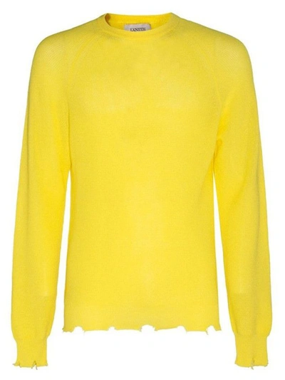Shop Laneus Yellow Cotton Sweater In Gold