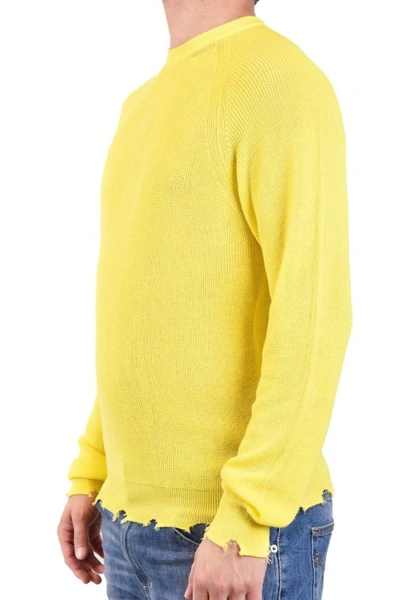 Shop Laneus Yellow Cotton Sweater In Gold