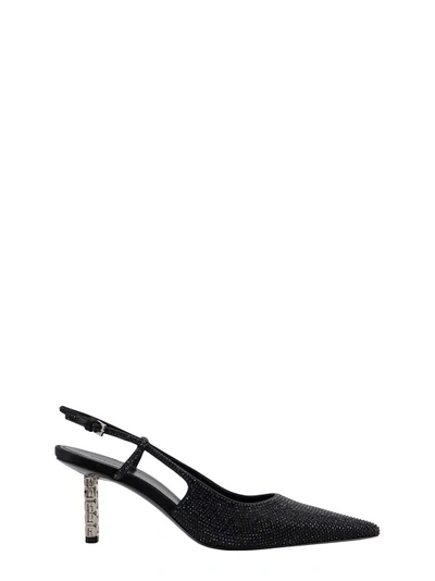 Shop Givenchy Leather Slingback With All-over Rhinestones In Black