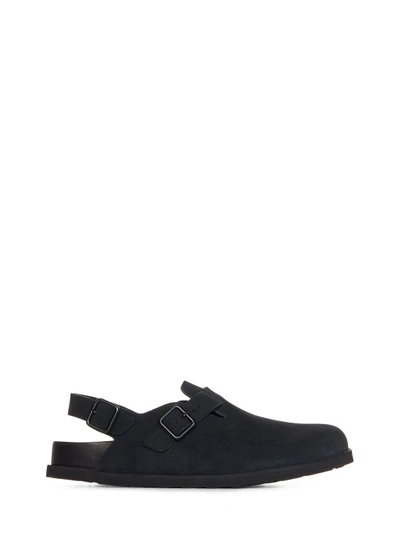 Shop Birkenstock Black Clog-inspired Suede Sandals
