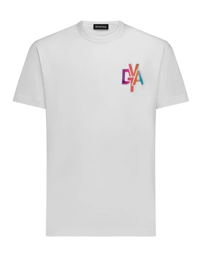 Shop Duvetica White Logo Print Crew Neck T-shirt