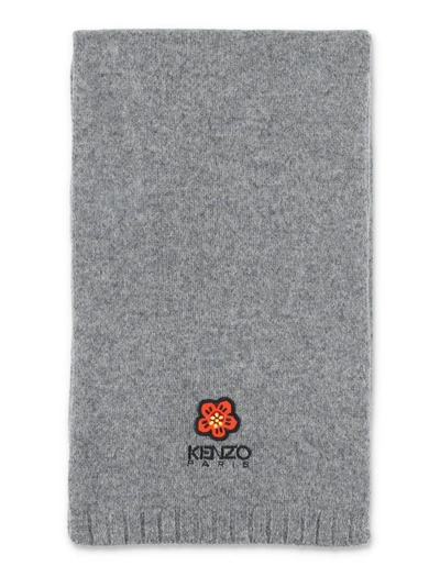 Shop Kenzo Gray Flower Scarf In Grey