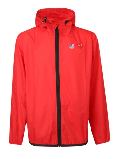 Shop Comme Des Garçons Red Zip-up Hooded Jacket