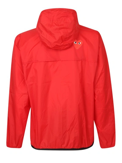 Shop Comme Des Garçons Red Zip-up Hooded Jacket