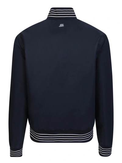 Msgm Navy Embroidered Bomber Jacket In Black