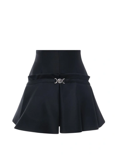 Shop Versace Wool And Silk Sculptural Skirt In Black