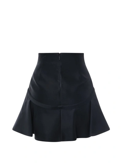 Shop Versace Wool And Silk Sculptural Skirt In Black