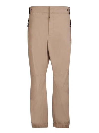 Shop Moncler Mid Rise Beige Trousers In Pink