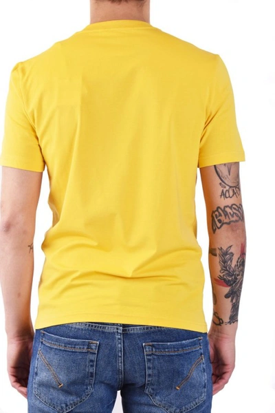 Shop Moschino Yellow Logo Embroidered T-shirt In Gold