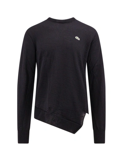 Shop Comme Des Garçons Wool Sweater With Frontal Lacoste Patch In Black
