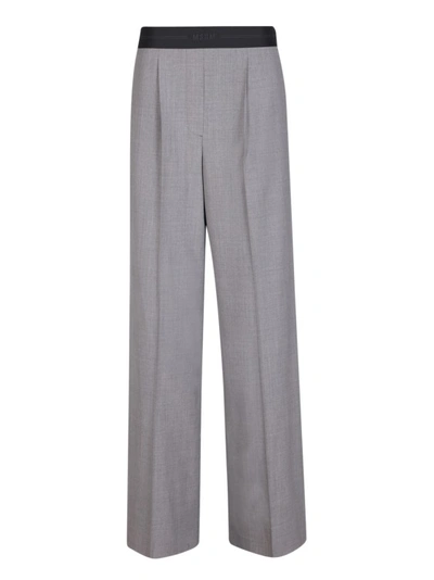 Shop Msgm Grey Wide-leg Trousers